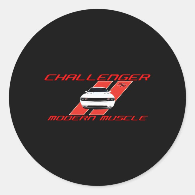 Sticker Rond Dodge Challenger Rt Muscle Moderne (Devant)
