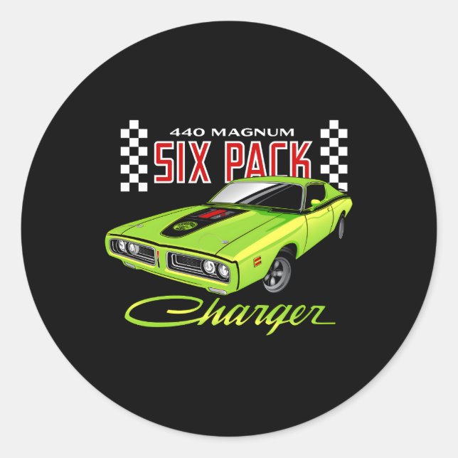 Sticker Rond Dodge Charger 440 Magnum Six Pack (Devant)