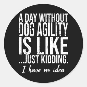 Sticker Rond Dog Agilité drôle cadeau sportif