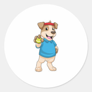 Sticker Rond Dog at tennis