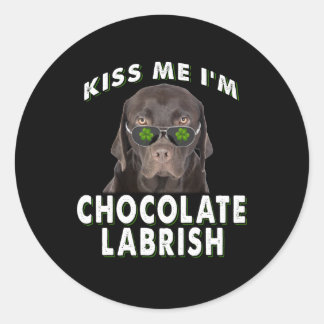 Sticker Rond Dog Lover | Kiss Me I'm Chocolat Labrish
