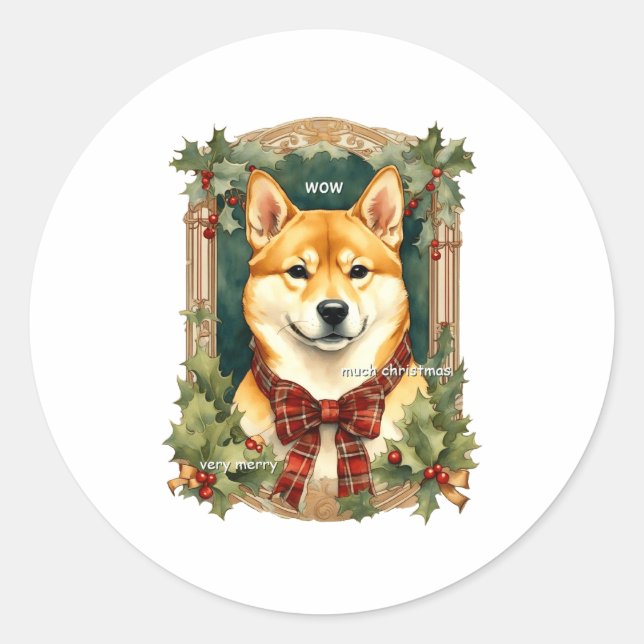 Sticker Rond Doge Christmas Swea Shiba Inu Mens Long  (Devant)