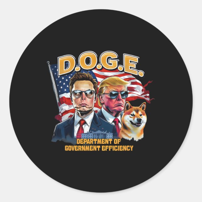 Sticker Rond Doge D.o.g.e. Rendre l'Amérique efficace Trump D (Devant)