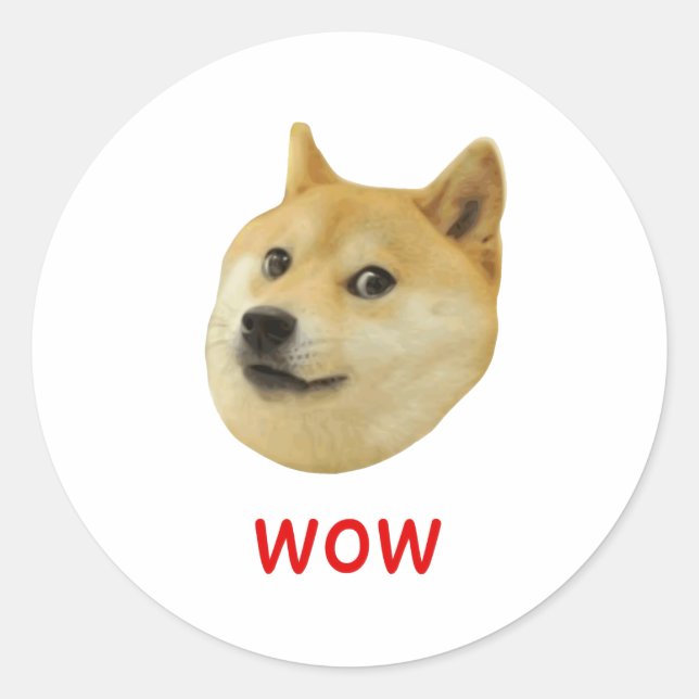 Sticker Rond Doge Très Waouh Beaucoup Chien Telle Shiba Shibe I (Devant)