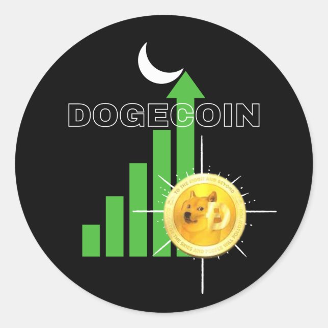 Sticker Rond Dogecoin à la Crypto Lune (Devant)