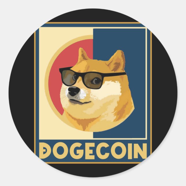 Sticker Rond Dogecoin Coin Doge Men Women Kids 2 (Devant)