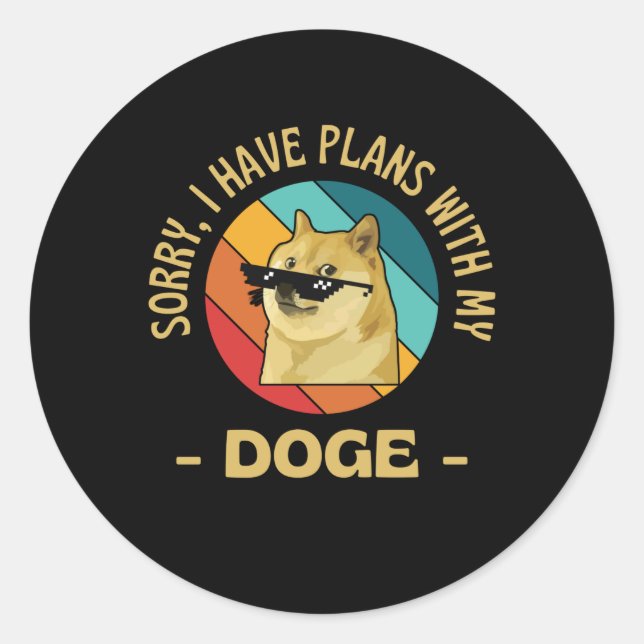Sticker Rond Dogecoin Des Plans Drôle Avec Mon Chien De Chien (Devant)