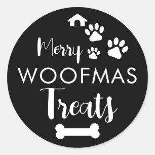 Sticker Rond Doggy Christmas Present, pooch, Custom Dog Biscuit