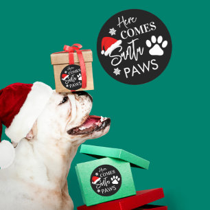 Sticker Rond Doggy Christmas Present, pooch, Custom Dog Biscuit