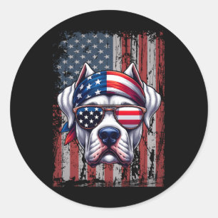 Sticker Rond Dogo argentin patriotique Amoureux des chiens US D