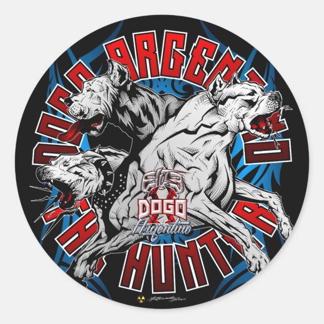 Sticker Rond Dogo Argentino Le Chasseur (Devant)
