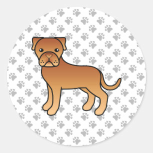 Sticker Rond Dogue De Bordeaux Chien De Dessin Animé Mignon