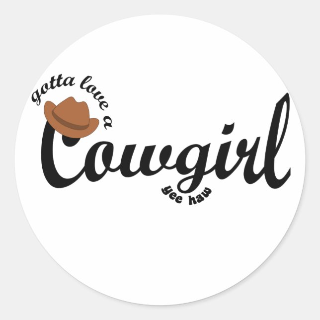 Sticker Rond doit aimer la cowgirl yeehaw (Devant)