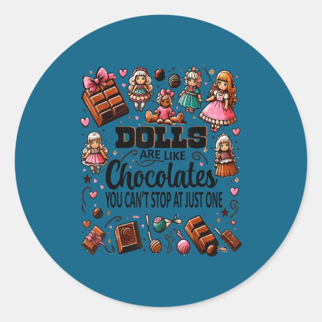Sticker Rond Doll Collector Delight Funny Quote Collecting Hobb (Devant)