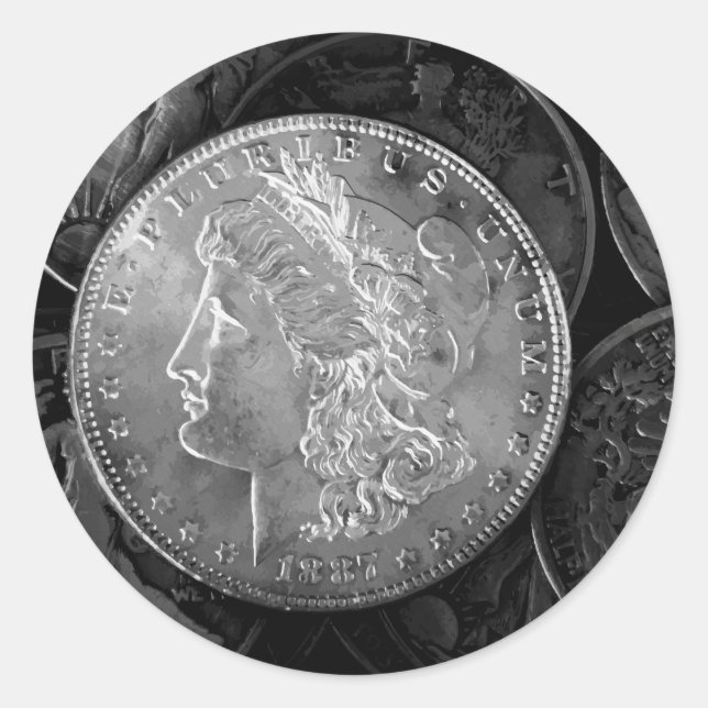 Sticker Rond Dollar d'argent Liberty 1887 (Devant)