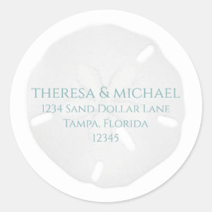 Sticker Rond Dollar De Sable De Plage Adresse De Retour Simple