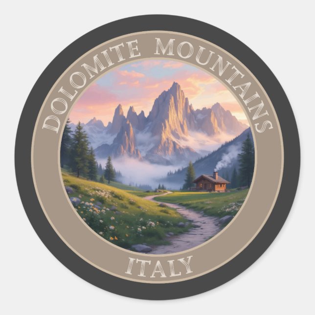 Sticker Rond Dolomite Mounts Italie (Devant)