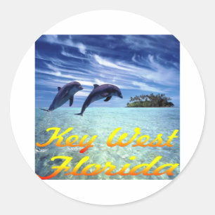 Sticker Rond Dolphins Key West Florida