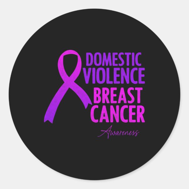 Sticker Rond Domestic Violence And Breast Cancer Awareness Mont (Devant)