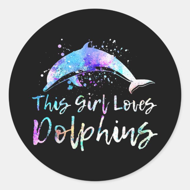 Sticker Rond don amant dauphin cette fille aime les dauphins (Devant)