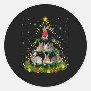 Sticker Rond Don Bunny   Lapin Lapin Lumière Arbre de Noël