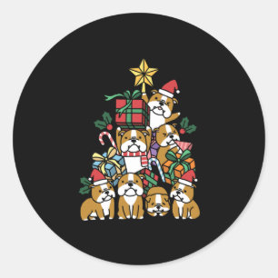 Sticker Rond Don de chien   Christmas Tree English Chien de tau