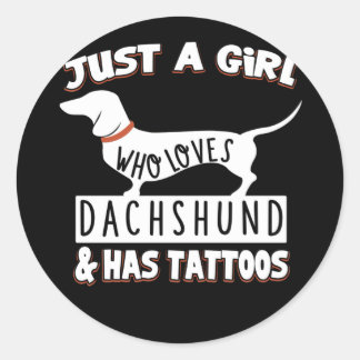 Sticker Rond Don de chien | Juste Une Fille Qui Aime Dachshund