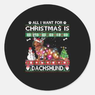 Sticker Rond Don de chien | Noël est Dachshund