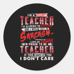 Sticker Rond Don de l'enseignant Je suis un enseignant grinch