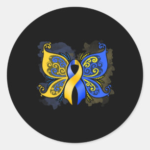 Sticker Rond Don de papillon de sensibilisation au syndrome de 
