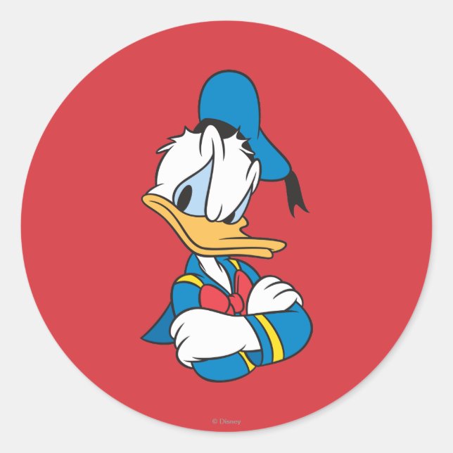 Sticker Rond Donald Duck | Armes croisées (Devant)