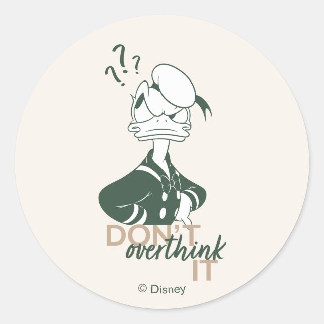 Sticker Rond Donald Duck "Don't Overthink It" (Devant)