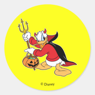 Sticker Rond Donald Duck en costume de diable