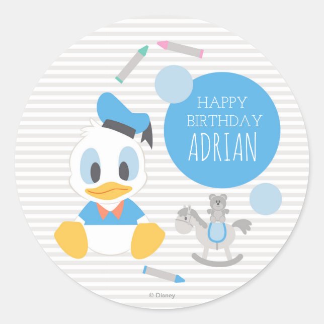 Sticker Rond Donald Duck| Premier anniversaire (Devant)