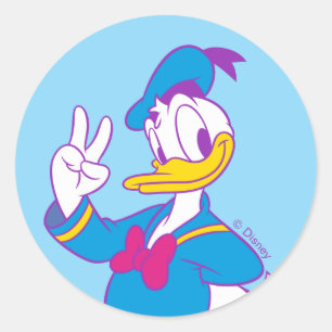 Sticker Rond Donald Duck Signe de paix