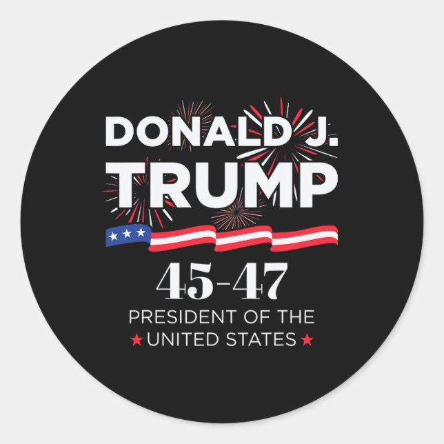 Sticker Rond Donald J. Trump 45 47 Jour de l'investiture du pré (Devant)