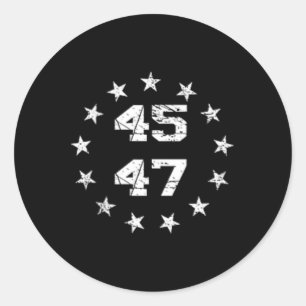 Sticker Rond Donald Trump 2024 45 47 Drapeau américain 4 juille