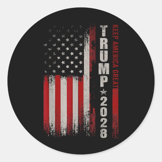 Sticker Rond Donald Trump 2028 Garder l'Amérique grande électio (Devant)