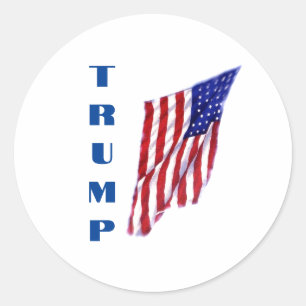 Sticker Rond Donald Trump American Flag Pop Art