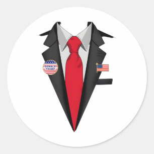 Sticker Rond Donald Trump Costume Et Cravate Halloween