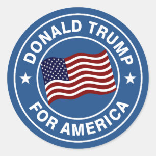 Sticker Rond Donald Trump - Drapeau américain