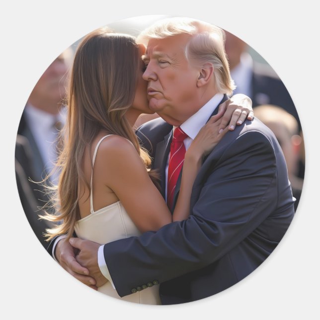 Sticker Rond Donald Trump embrasse Melania Trump (Devant)