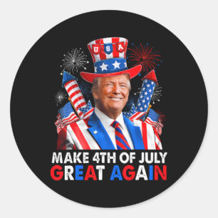 Sticker Rond Donald Trump Feu patriotique Faire 4 juillet G