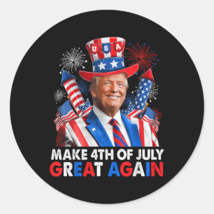 Sticker Rond Donald Trump Feu patriotique Faire 4 juillet G