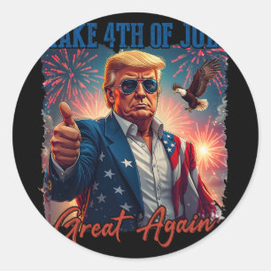 Sticker Rond Donald Trump Feu patriotique Faire 4 juillet G