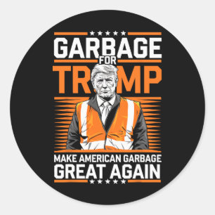 Sticker Rond Donald Trump Garbage Orange réflexe de sécurité