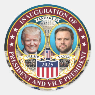 Sticker Rond Donald Trump J.D. Vance Inauguration Jan 20, 2025