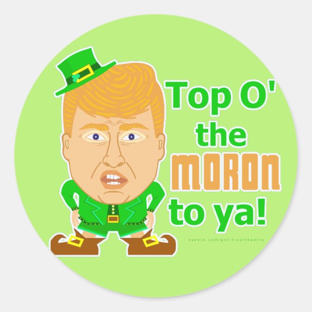 Sticker Rond Donald Trump Jour de la Saint Patrick Leprechaun (Devant)