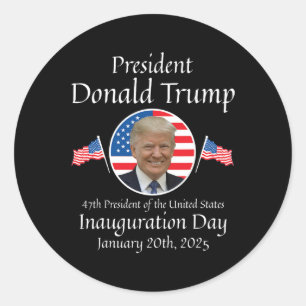 Sticker Rond Donald Trump Jour de l'investiture 2025 47e présid