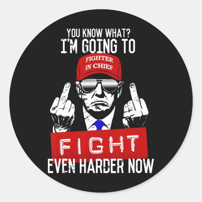 Sticker Rond Donald Trump Middle Finger Flipping Off Pro Repubb (Devant)